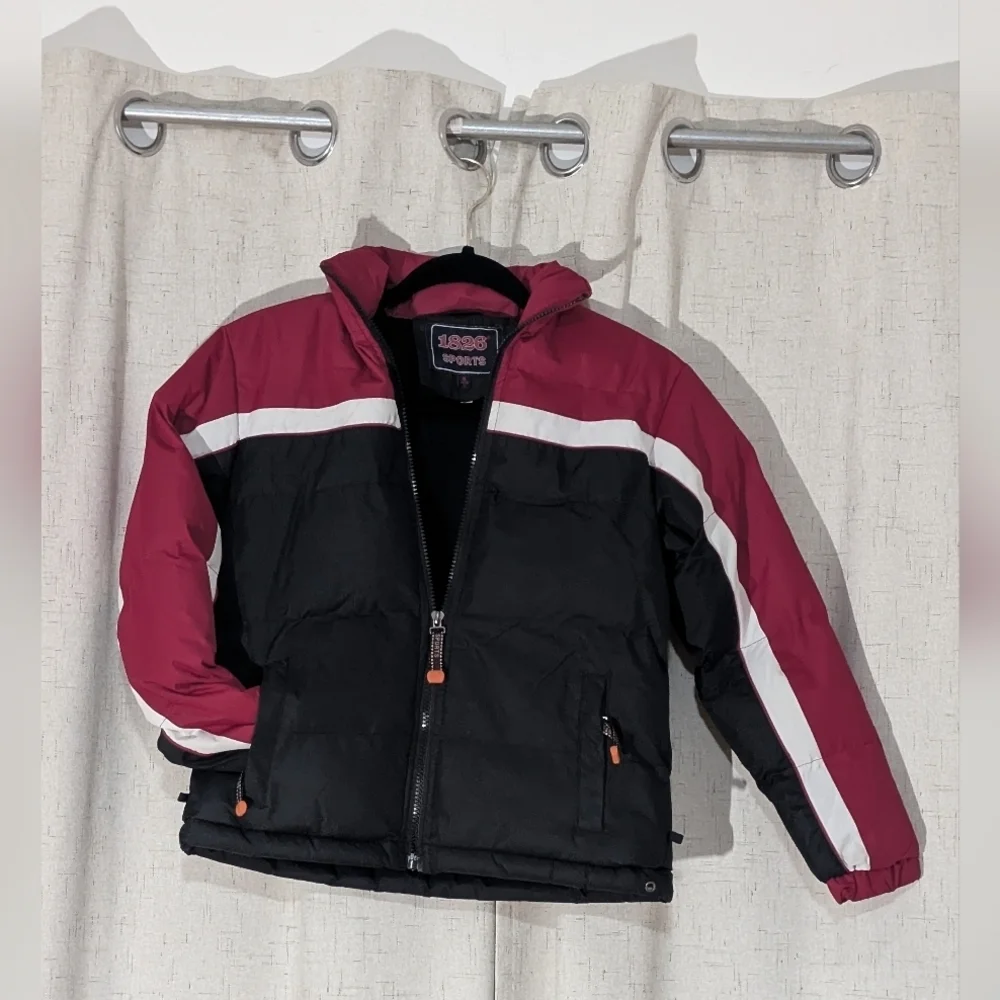 1826 Sports Stylish Black and Red Kids' Puffer Jacket